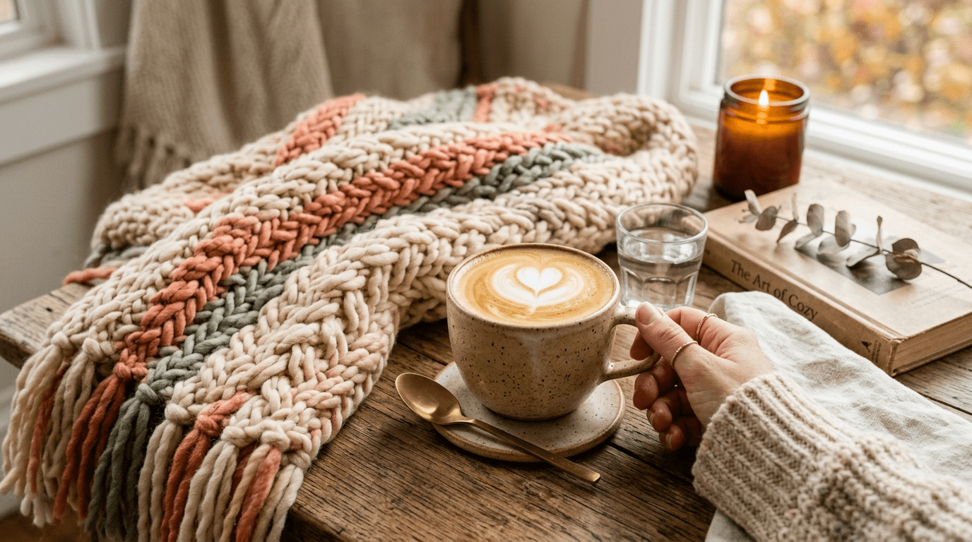 THE YARN SIDE — Handmade crochet blankets and cozy coffee scene